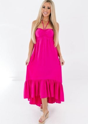 Can’t Miss Her Midi Dress - Hot Pink