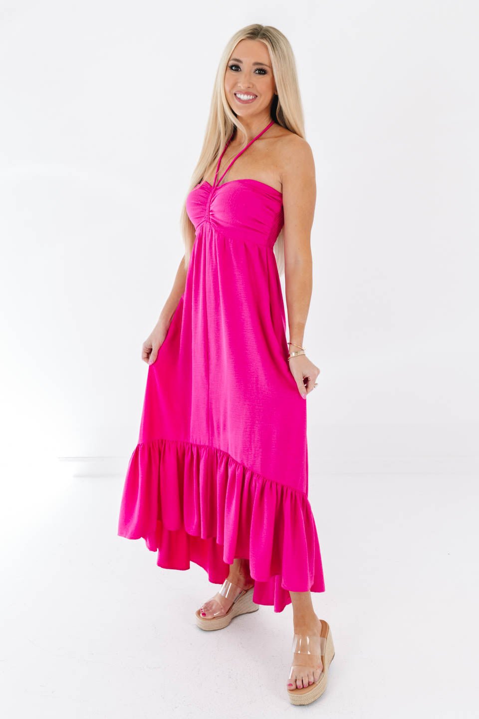 Can’t Miss Her Midi Dress - Hot Pink - Image 3