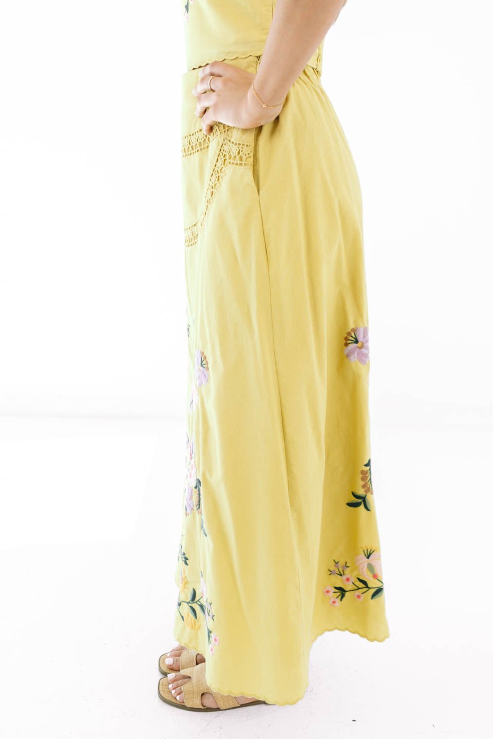 Yellow Iris Midi Skirt - Yellow - Image 2